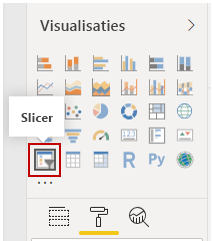 Afbeelding van de knop Slicer in het deelvenster Visualisaties.