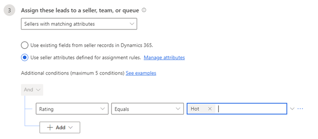 Screenshot of Assign these leads to sellers or a team.