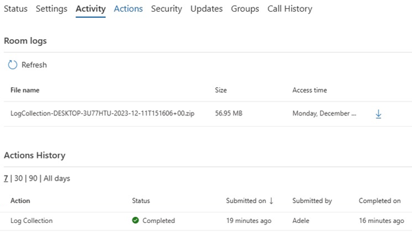 Schermopname van het venster waarin wordt weergegeven dat de actie voor het verzamelen van logboeken is voltooid.