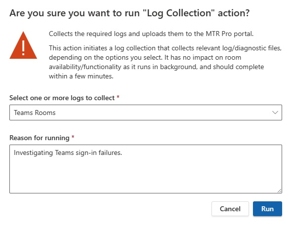 Schermopname van het venster waarin het logboekselectievak wordt weergegeven.