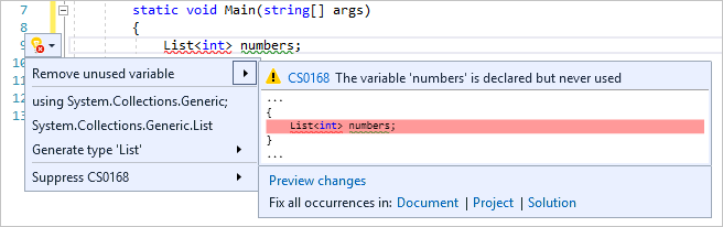 Schermopname van de preview van visual Studio-gloeilampen.