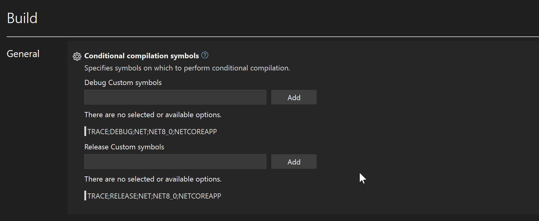 Schermopname van projectontwerperconfiguraties.