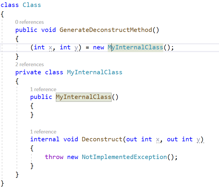 Resulterende deconstructorcode
