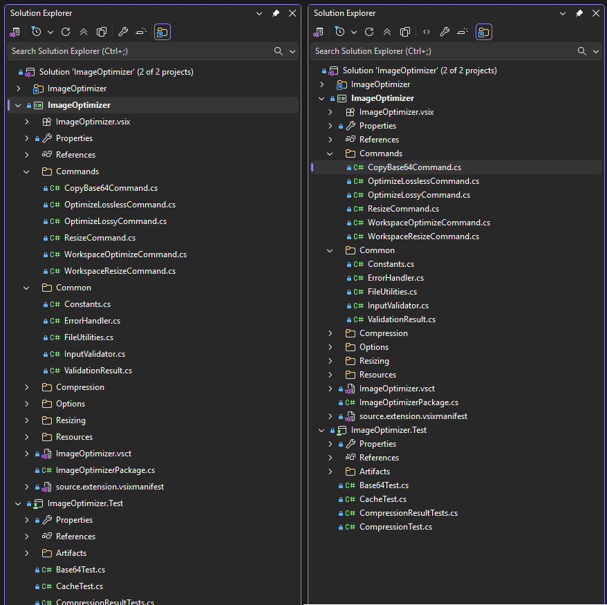 Solution Explorer Afstand