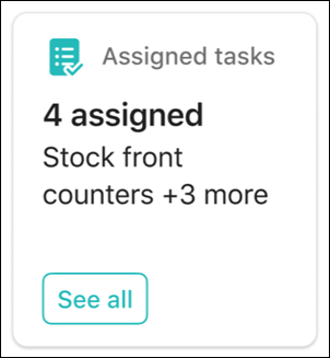 Example of an assigned tasks card.