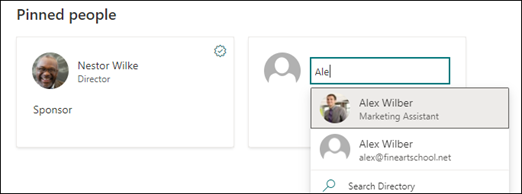 Schermopname van de sectie Vastgemaakte personen.