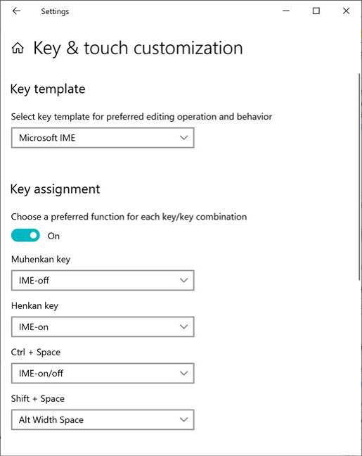 Key and touch customization.