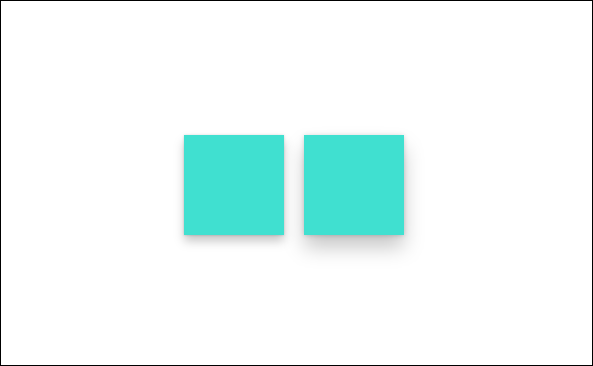 Twee turquoise rechthoeken naast elkaar, beide met schaduwen.