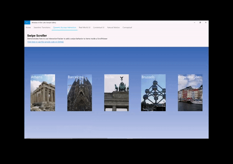 Voorbeeld van swipe scroller