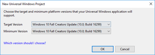 Minimale en doelplatformversies instellen in Visual Studio 2019