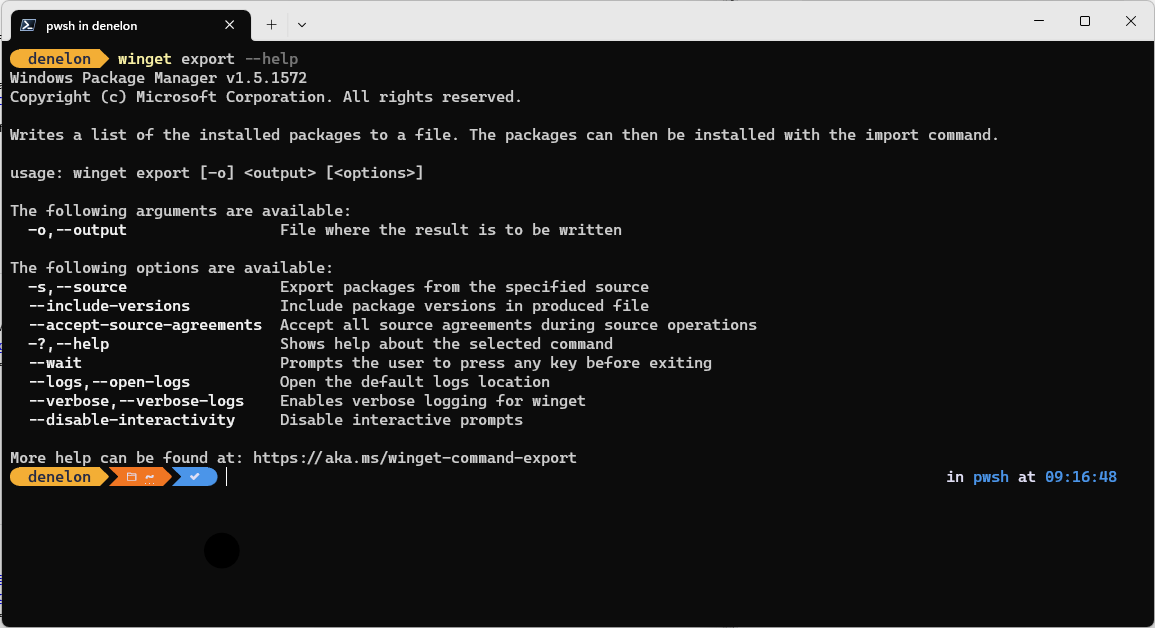 Afbeelding van het gebruik van de exportopdracht