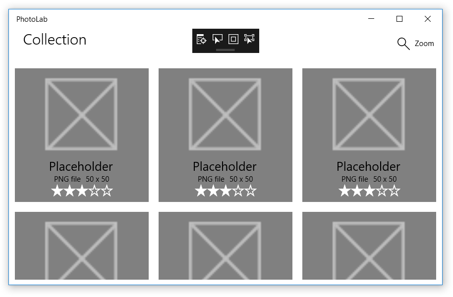 App uitvoeren met tijdelijke aanduidingen voor afbeeldingen en tekst