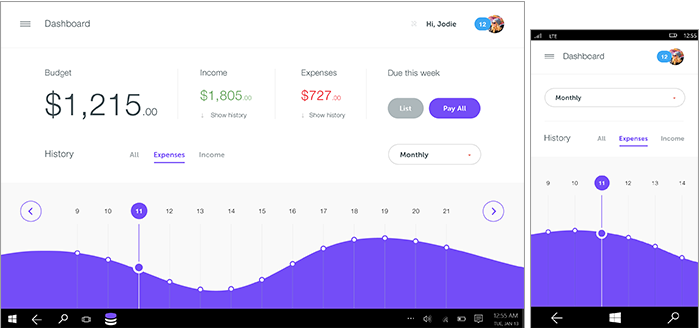 pc- en mobiele ontwerpen voor een app