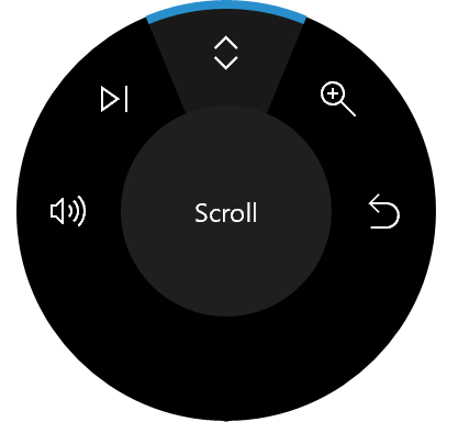 Menu Standaard RadialController met muziek
