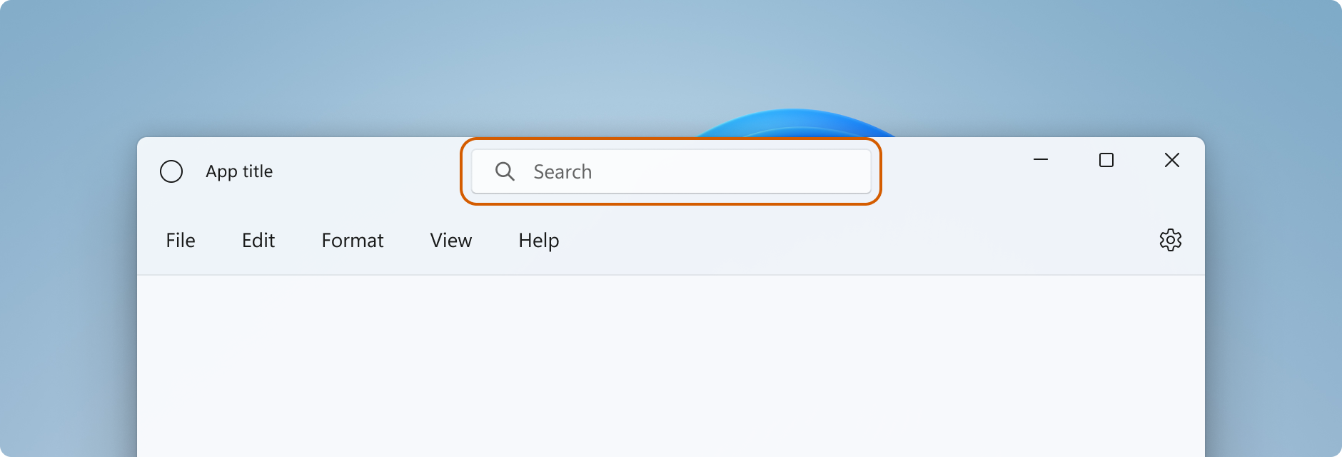 Een Windows-app met een zoekvak in de titelbalk