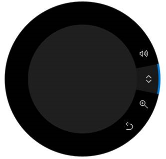 Schermopname van het menu Surface Dial op het scherm.