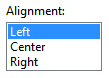 screen shot of alignment (left, center, right) 