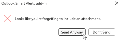 The prompt user dialog with the Send Anyway and Don't Send options.
