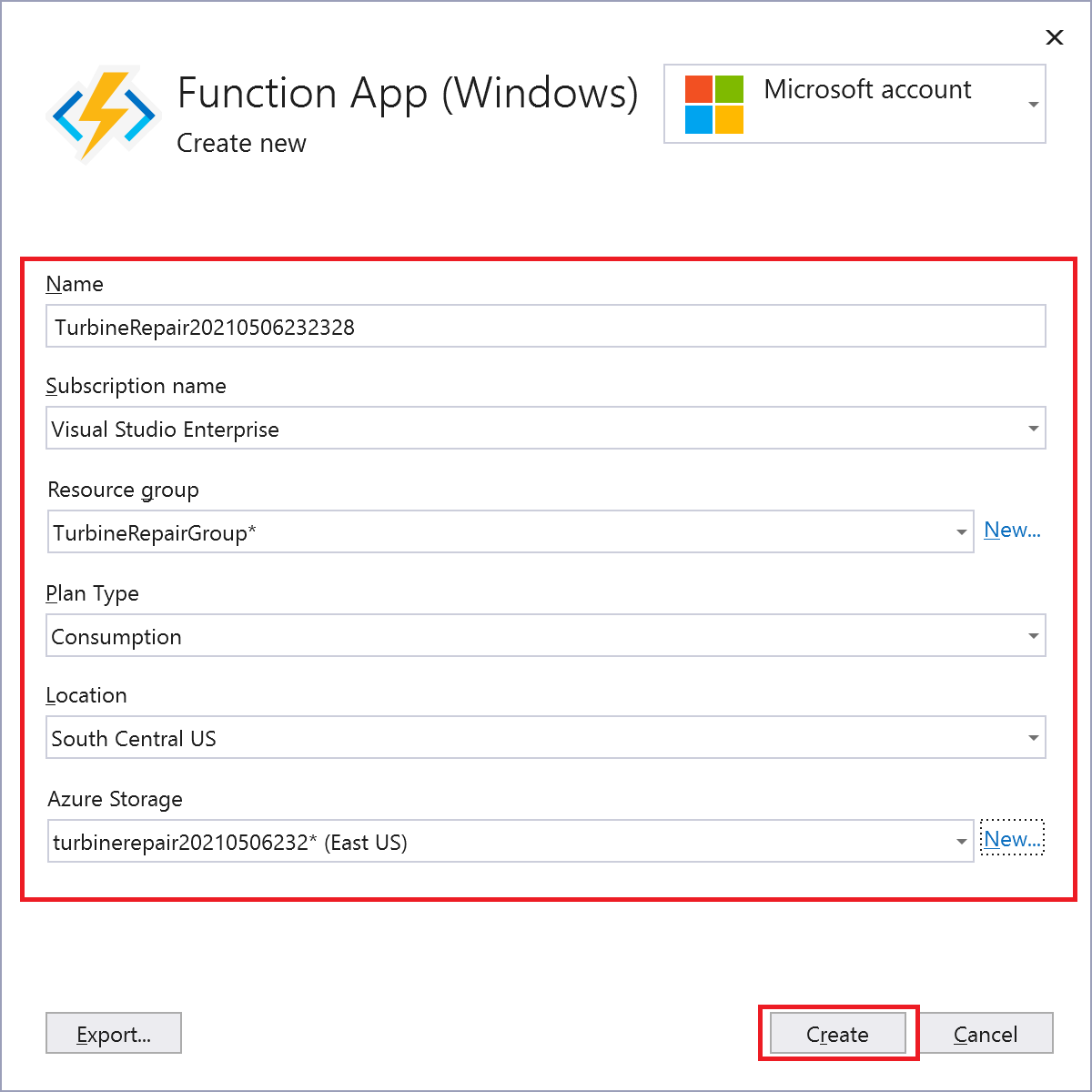 Tworzenie nowej aplikacji funkcji na platformie Azure przy użyciu usługi Storage