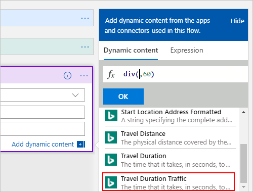 Zrzut ekranu przedstawiający wybraną wartość właściwości