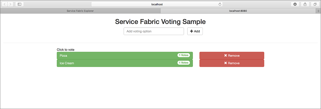 Service Fabric voting sample (Przykład głosowania usługi Service Fabric)