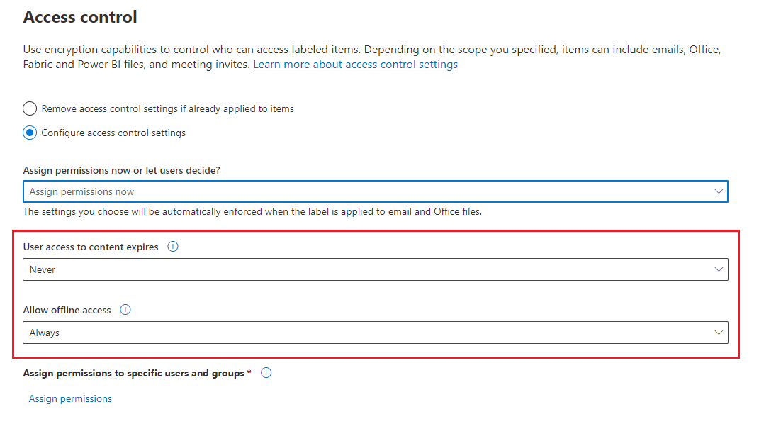 Settings for admin defined permissions.