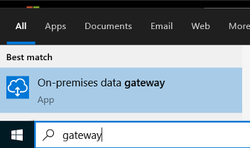 Zrzut ekranu przedstawiający wyszukiwanie aplikacji bramy.