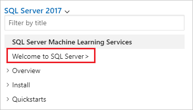 Zrzut ekranu przedstawiający opcję powrotu do spisu treści witryny SQL Docs.