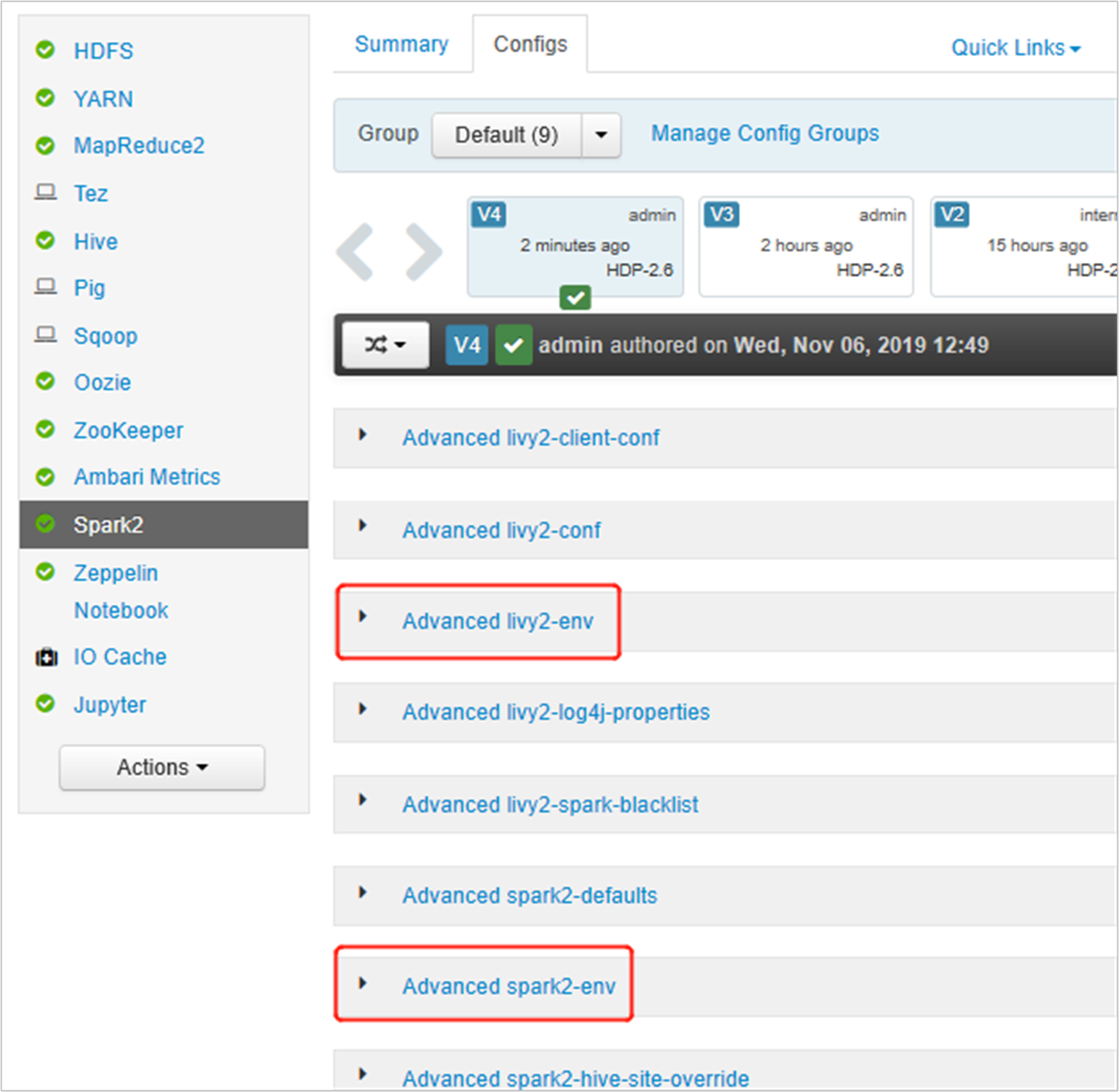 zmień konfigurację platformy Spark i usługi Livy za pomocą narzędzia Ambari.