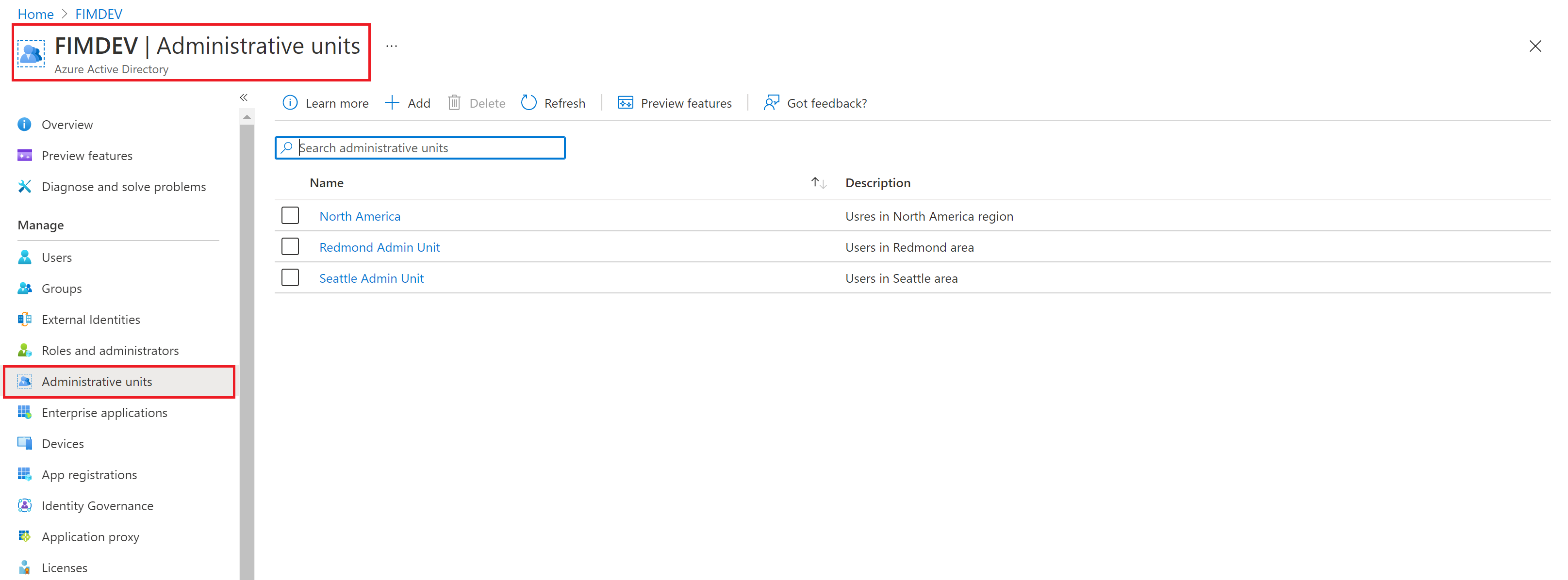 Administracja istrative Units in Microsoft Entra ID (Jednostki Administracja istracyjne w identyfikatorze Entra firmy Microsoft).