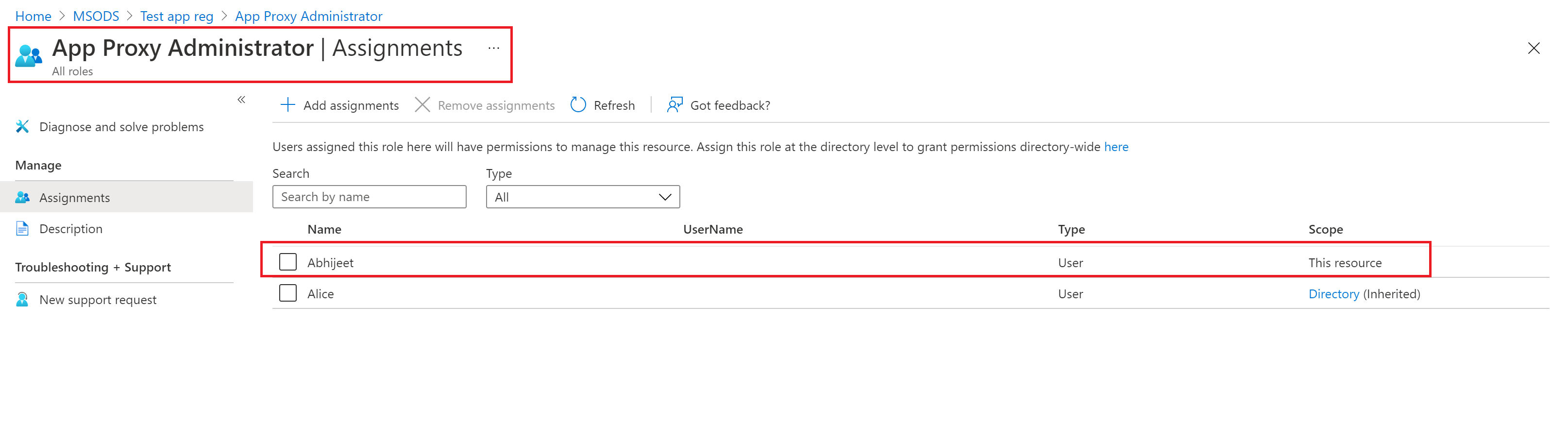Pomyślnie dodano przypisanie roli o zakresie do rejestracji aplikacji w identyfikatorze Entra firmy Microsoft.