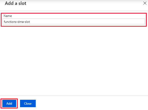 Zrzut ekranu przedstawia nazewnictwo miejsca wdrożenia usługi Azure Functions.