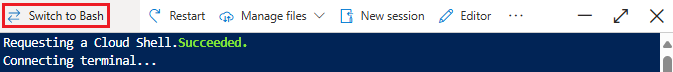 Zrzut ekranu przedstawiający przycisk przełączania między Bash i PowerShell.