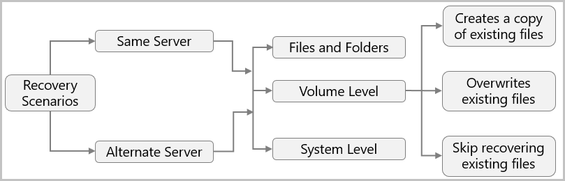 Diagram przedstawia scenariusze odzyskiwania MARS.