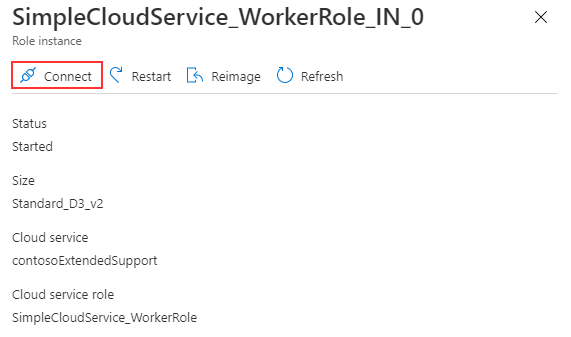 Obraz przedstawia wybieranie wystąpienia roli roboczej w Azure portal.