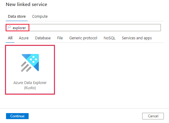 Oekt ekranu przedstawiający łącznik Azure Data Explorer (Kusto).