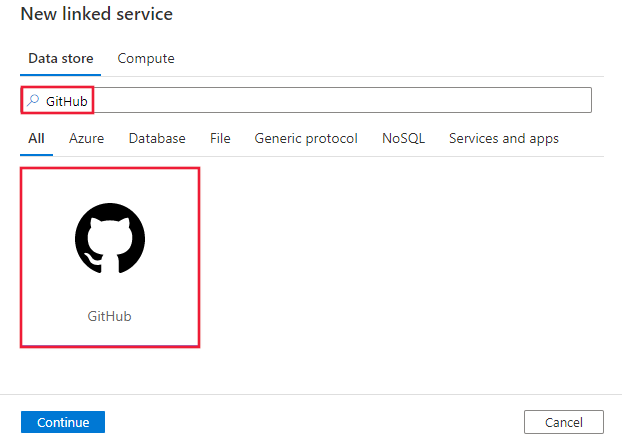 Zrzut ekranu przedstawiający konektor GitHub.