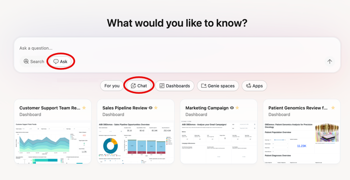 Otwórz czat w usłudze Databricks One