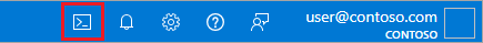 Zrzut ekranu przedstawiający sposób otwierania usługi Azure Cloud Shell w witrynie Azure Portal.