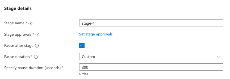 Zrzut ekranu witryny Azure Portal przedstawiający etap strategii aktualizacji usługi Azure Kubernetes Fleet Manager.