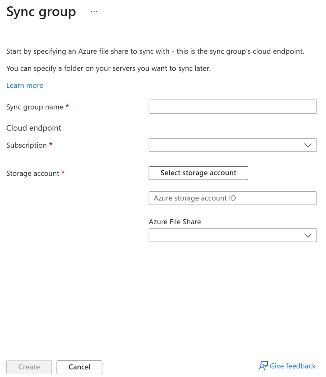 Zrzut ekranu przedstawiający okienko służące do wprowadzania szczegółów dotyczących nowej grupy synchronizacji w witrynie Azure Portal.