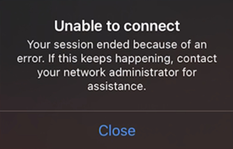 Zrzut ekranu z aplikacja dla systemu Windows dla systemu iOS/iPadOS z komunikatem o błędzie, że przechwytywanie ekranu jest włączone i musisz nawiązać połączenie z obsługiwanym klientem.