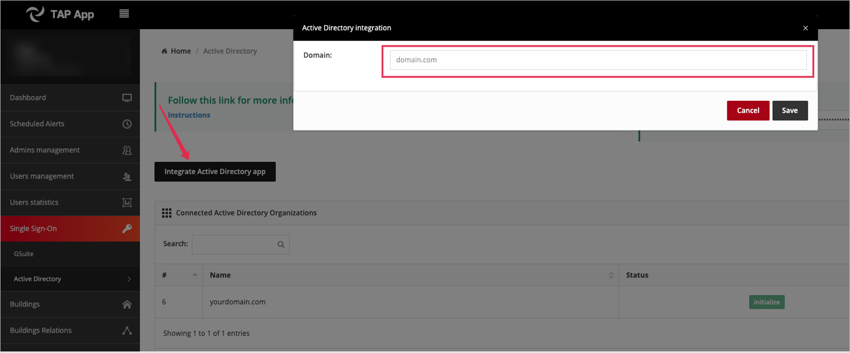 Zrzut ekranu przedstawiający usługę Active Directory.
