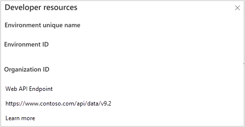 Screenshot that shows how to find Web API endpoint in developer resources.