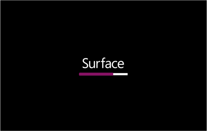 Surface TPM firmware with purple progress bar Surface TPM firmware with light purple progress bar.