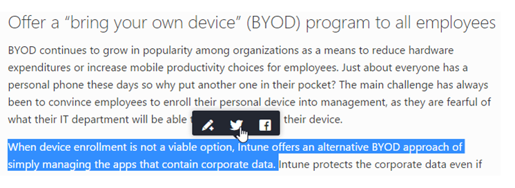 Zaznaczanie zawartości i dodawanie do niej komentarza lub jej udostępnianie