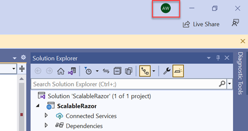 Zrzut ekranu przedstawiający logowanie do konta programu Visual Studio.