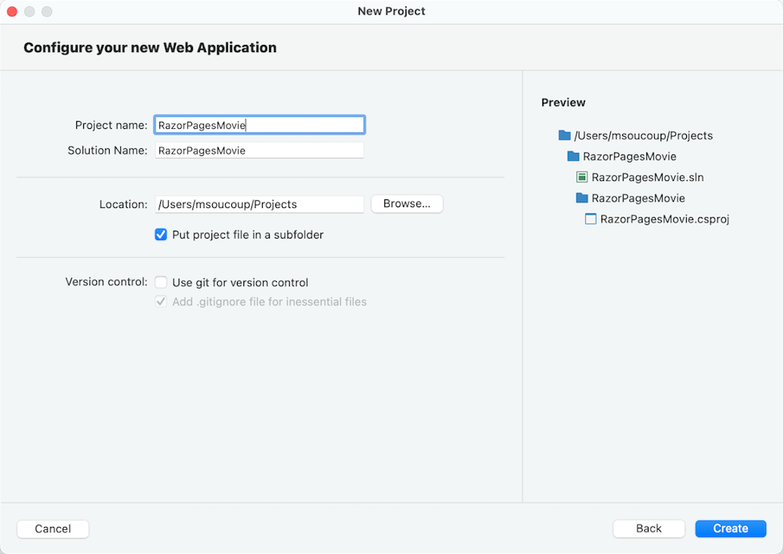 Nazwa projektu w systemie macOS