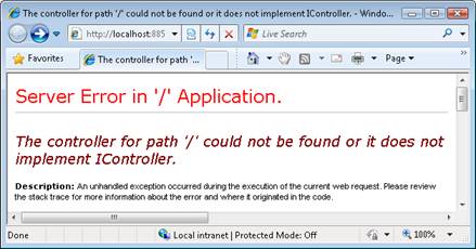 Zrzut ekranu przedstawiający brak domyślnego kontrolera.