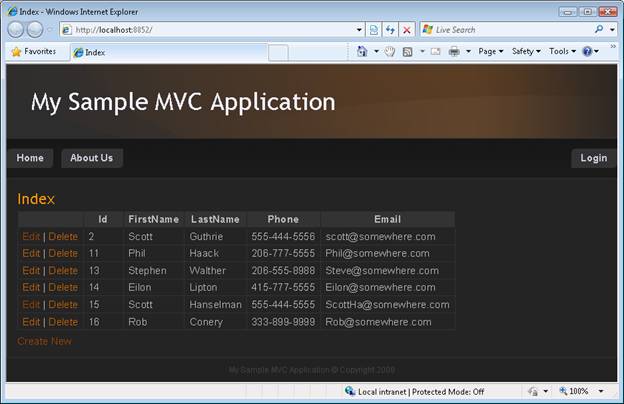 Zrzut ekranu przedstawiający menedżera kontaktów z szablonem października.